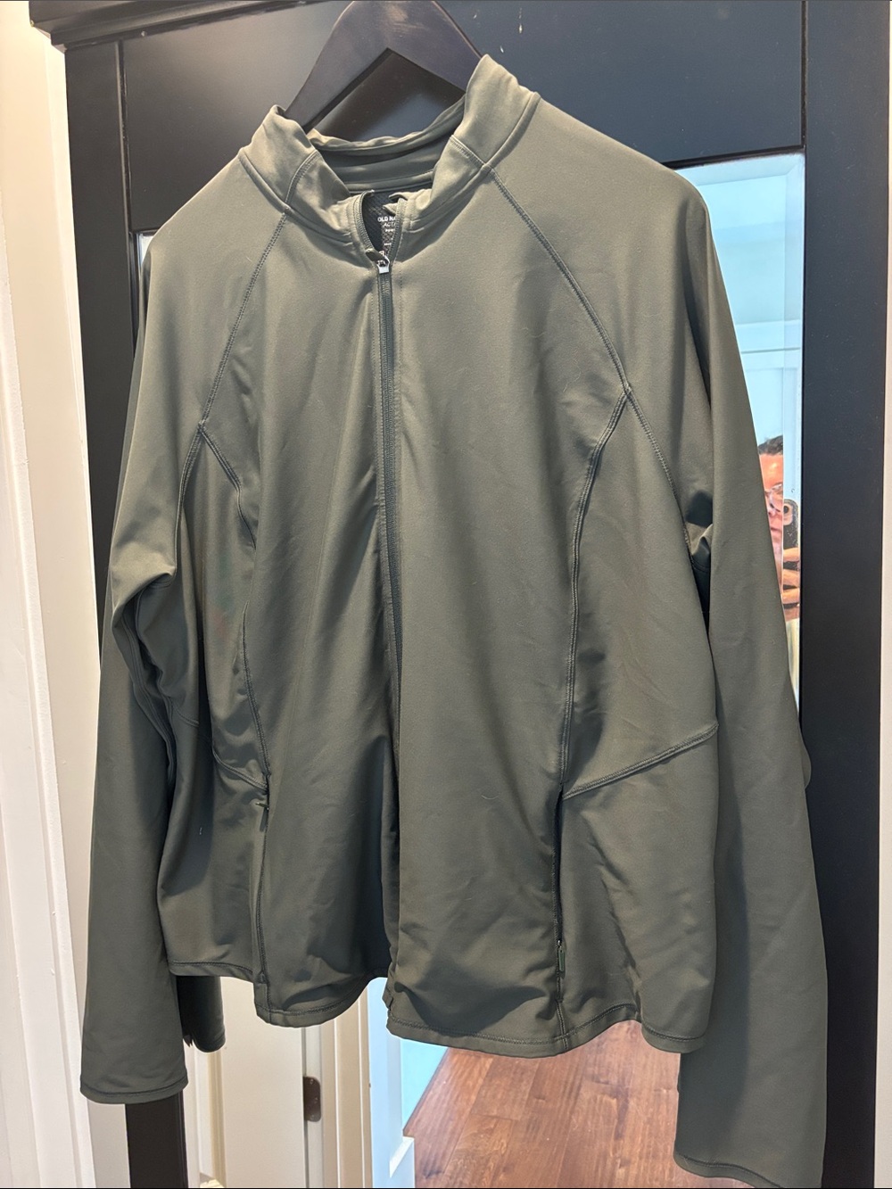 Old Navy Power Soft Athletic Jacket Olive Green Full-Zip Performance